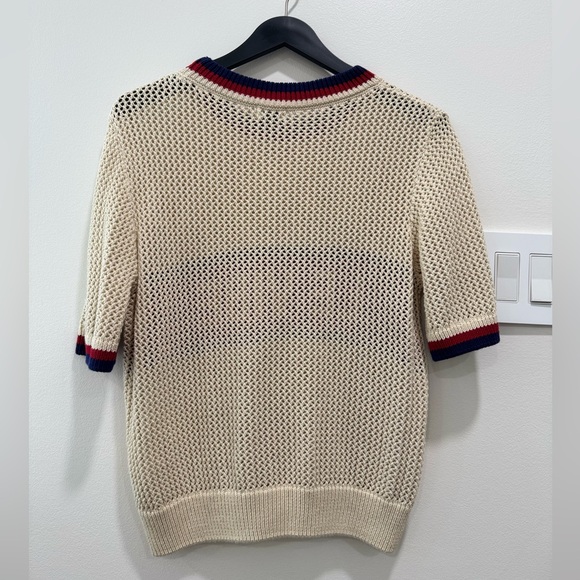 VGUC Clare V Luc Tee Medium. Cream knit w red and navy detail. Fits size 6/8 - Picture 5 of 7